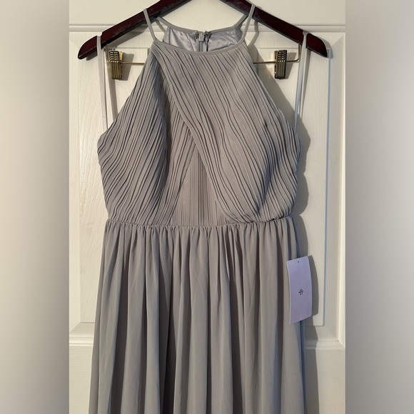 NWT BHLDN Anthropologie 12 Madrie Maxi Dress Fog Grey Bridesmaid Halter Chiffon - Picture 7 of 12